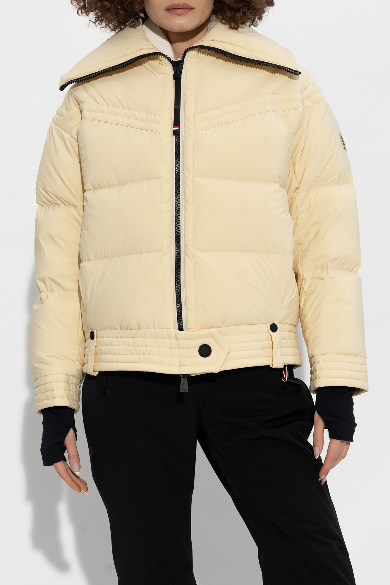 Emporio armani cropped padded jacket with faux sales fur hood